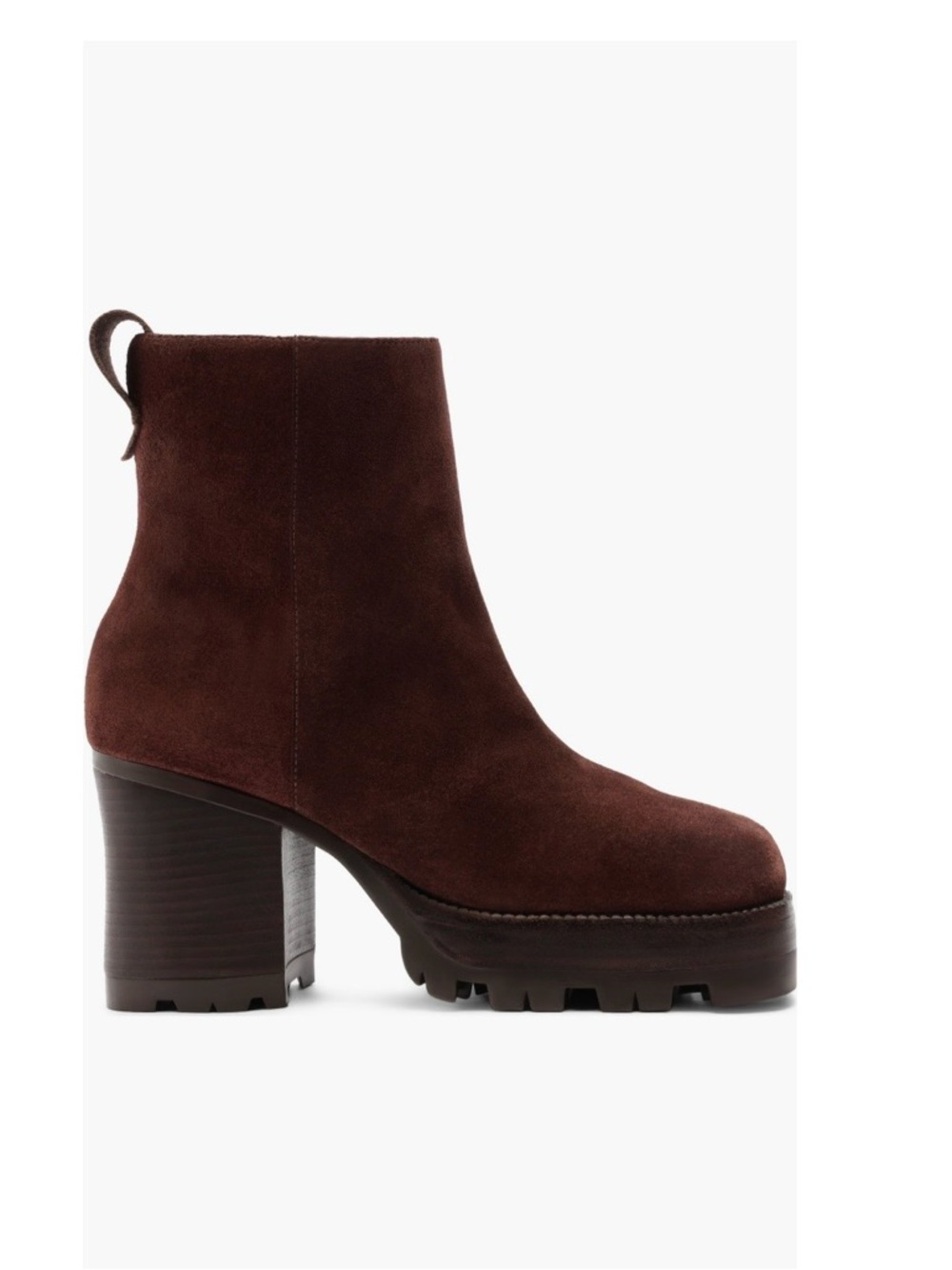 Schutz 24O Platform Boot Brown Suede Lug Sole Booties NWT